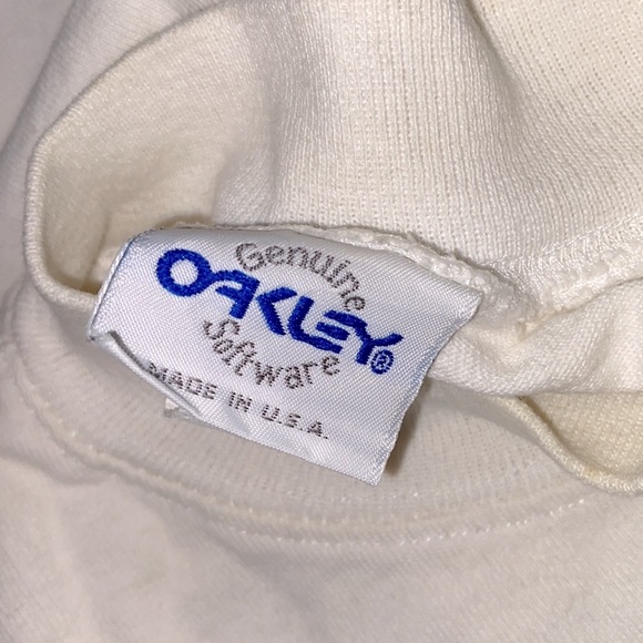 Mens Vintage Oakley T-shirt 90s single stitch crew neck white embroidered logo L - Picture 5 of 7